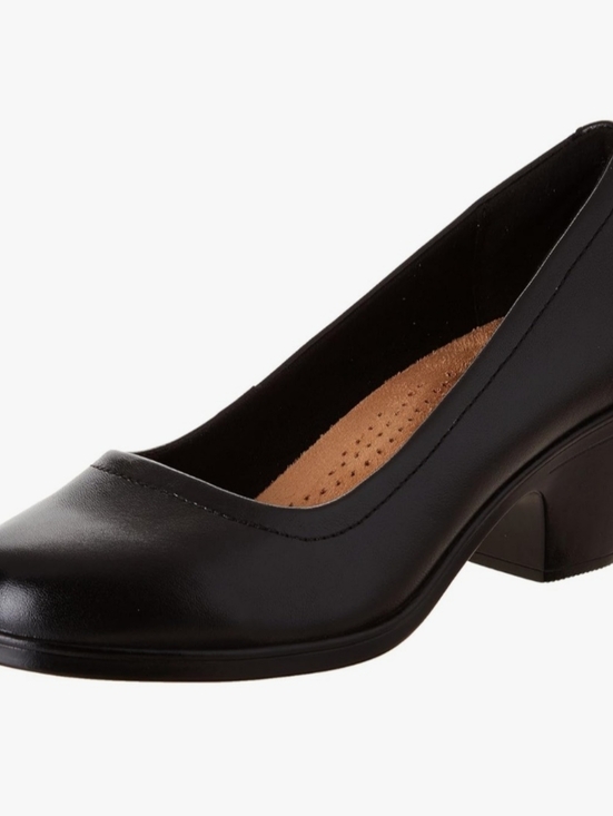 Clarks Shoes - Clarks Black Low Block Heel Pump